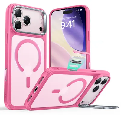 Obrázek produktu pro ESR – Classic Hybrid HaloLock Kickstand ochranné pouzdro se stojánkem pro iPhone 17 Pro Max – matně růžové