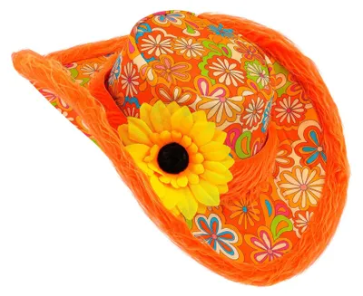 Produktbild von W WIDMANN MILANO Partyhut Ibiza, orange, mit Plüschrand und Sonnenblume