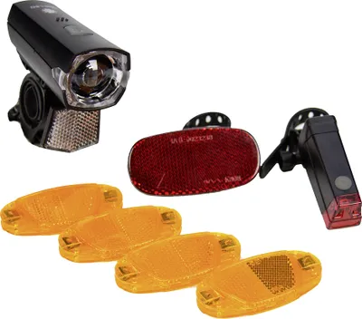 Produktbild von Fischer 7-teiliges Fahrradbeleuchtungs-Aufrüstset, batteriebetrieben