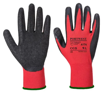 Produktbild von Portwest A174 Flex Grip Latex Handschuh Red/Black Gr. M