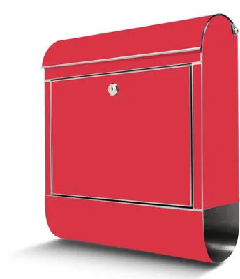 Produktbild von Edelstahl Briefkasten mit Zeitungsfach Feuerrot großer Design Postkasten rostfrei, A4 Einwurf [BKGE2-0012]