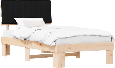 Produktbild von Bettgestell mit gepolstertem Kopfteil Schwarz 100 x 200 cm