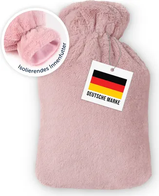 Produktbild von Blumtal Premium Wärmflasche mit Bezug in Kunstfelloptik - Wärmeflasche mit Kuschelweichem Fellbezug zur Schmerzlinderung, Auslaufsichere Bettflasche aus Naturkautschuk für Kinder und Erwachsene, Pink