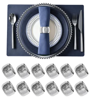 Serviettenringe silber, 12 Stück, Metall, rund, 4,6 cm