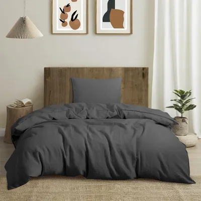 Leinen Bettwäsche 135x200 cm, 2-teilig, dunkelgrau
