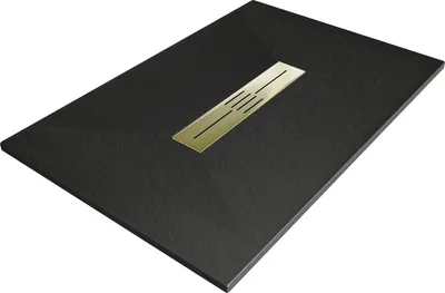 Image de Bac rectangulaire Mexen Toro SMC 120 x 70 cm, noir, cache en or - 43707012-G