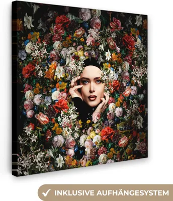 Obrázek produktu pro OneMillionCanvasses® - Plátno - Květina - Ženy - Portrét - Botanické, nástěnná malba, nástěnné dekorace obrazy obývací pokoj, 50x50cm