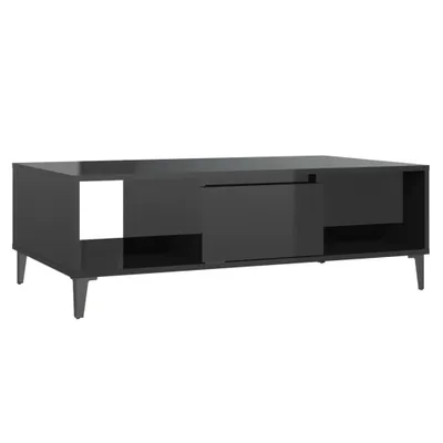 A black coffee table on a white background.