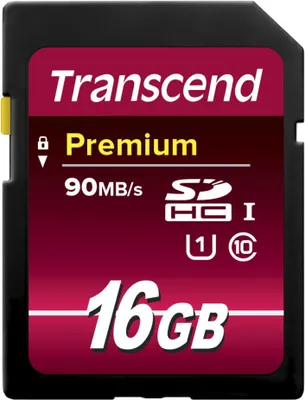 Obrázek produktu pro Transcend 16GB SDHC Class 10 UHS-I, 16 GB, SDHC, Třída 10, NAND, 90 MB/s, Class 1 (U1)