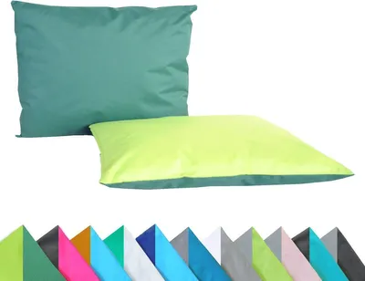 Produktbild von JACK 2er Set Wende Outdoor Kissenhülle Kissenbezug 2-farbig 30x50cm Wasserfest Lounge Kissen Garten Stuhl Lotus Effekt, Farbe:Dunkelgrün - Grün