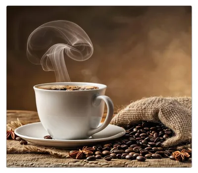 Produktbild von Spritzschutz Herdabdeckplatte Schneidebrett aus Glas Kaffeegenuss 1-Teilig (60x52cm)