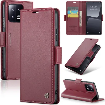 Image de Xiaomi 13 Housse, Portefeuille en cuir Porte-cartes Housse de protection avec fonction de support pour Xiaomi 13 Rouge