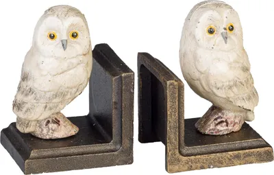 Produktbild von 2 Buchstützen Buchständer Eule Statue Figur Skulptur Eisen 12cm Antik-Stil