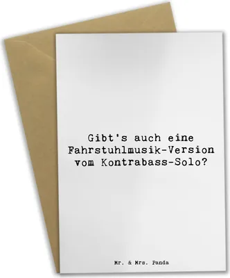 Produktbild von Mr. & Mrs. Panda Glückwunschkarte Spruch Kontrabass Solo - Weiß - Geschenk, valentinstagskarte, einladungskarten, glückwunschkarten, Instrument, Musik, Musiker, Humor