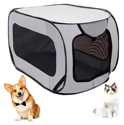 Produktbild von Tragbarer Käfig für Hunde und Katzen im Auto, Faltbarer Welpenlaufstall, Wasserdichtes und Atmungsaktives Netz, 94 x 53 x 53 cm