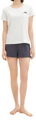 Produktbild von TOM TAILOR Damen Schlafanzug - Sleepwear, Rundhals, kurzarm Blau/Weiß XXL