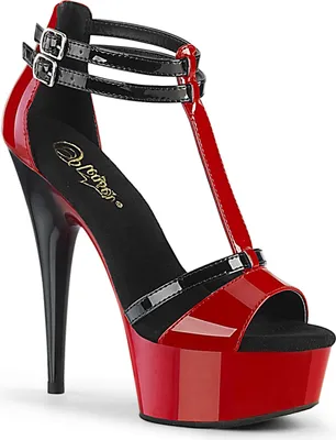 Produktbild von DELIGHT-663 Damen Sandale von Pleaser, Rot-Schwarz EU 39, US 9
