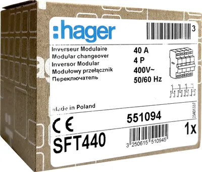 Immagine prodotto di Selettore Interruttore di gruppo SFT440 Inverter modulare Hager 4P