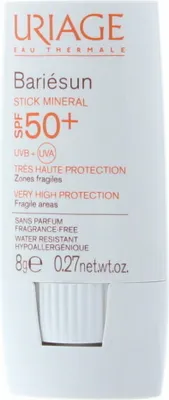A product shot of a Uriage Bariésun SPF 50+ mineral stick.