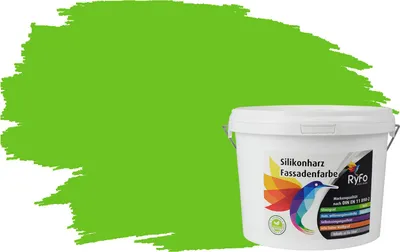 Produktbild von RyFo Colors Silikonharz Fassadenfarbe Lotuseffekt Trend Grüntöne Limettengrün 3l - bunte Fassadenfarbe, weitere Grün Farbtöne und Größen erhältlich, Deckkraft Klasse 1