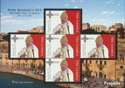 Produktbild von Briefmarken Gambia 2010 Mi 6282 Kleinbogen postfrisch Malta-Besuch Papst Benedikt XVI.
