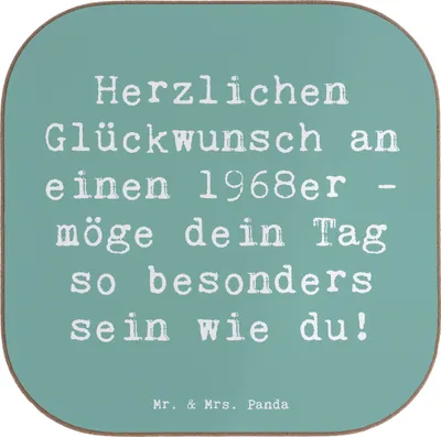 Produktbild von Mr. & Mrs. Panda Tassenuntersetzer Spruch 1968 Geburtstag - Meeresbrise - Geschenk, Familie, Tischuntersetzer, Tassen Untersetzer, für Gläser, feiern, gläseruntersetzer