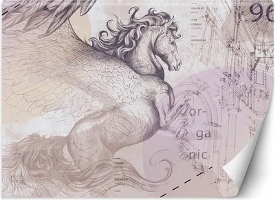 Produktbild von Vlies fototapete Pegasus geflügeltes Pferd abstrakt 450x315 cm Feeby Beige inkl. Kleber einfache Montage