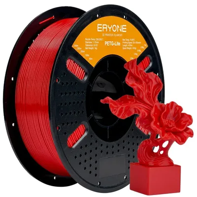 Produktbild von 3D-Drucker Filament - PETG 1,75 mm - Für FDM/FFF 3D-Drucker - Schlagzäh und flexibel - Geringe Schrumpfung - 4 kg Spule - Rot