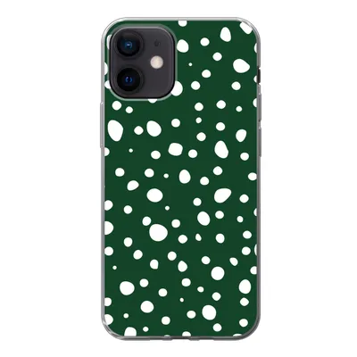 Produktbild von MuchoWow® Handyhülle Schutzhülle Hülle für iPhone 12 Polka dots - Weiß - Grün Silikon Softcase Handy Hülle - Schutzhülle