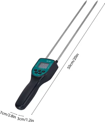 Obrázek produktu pro Měřič vlhkosti sena, tester vlhkosti balíků sena, dvojitý tyčový senzor, LCD displej s podsvícením, hlasový přenos, automatické vypínání pro rýži, pšenici, kukuřici, ječmen, rýži, čirok, krmné pelety