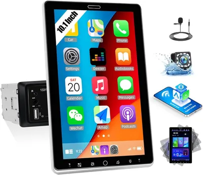 Immagine prodotto di Autoradio DIN con CarPlay e Android Auto wireless, schermo touchscreen rotante da 10,1 pollici