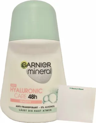 Produktbild von Garnier Mineral Deo Roll-on Hyaluronic Care 48h (50ml Flasche) + usy Block