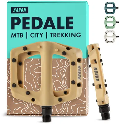 Produktbild von AARON Dirt MTB Pedale Nylon Ultraleicht 9/16" Mountainbike Fahrradpedale Beige