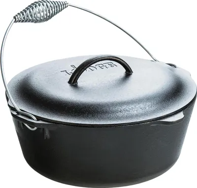 Obrázek produktu pro Lodge 7 Quart Cast Iron Dutch Oven, 6,62 l, Černá, Stříbrná, Litina, Černá, Stříbrná, Litina, USA
