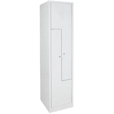 Produktbild von Z-Spind mit Sockel und Zylinderschlössern, 2 Abteile, BxTxH 415x500x1800 mm, lichtgrau