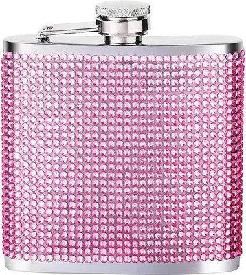 Produktbild von Famanu Edelstahl-Heupflasche mit Glitzerdesign - 180 ml, Rosa