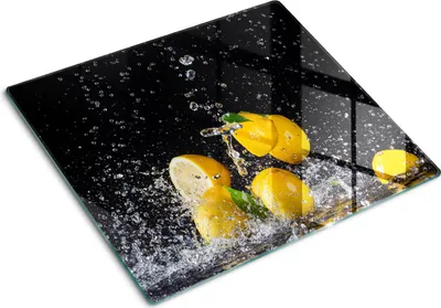 Obrázok produktu pre Sklenená ochranná doska – Kryt varnej dosky – Kryt na indukčnú dosku – 60x52 cm  – Rýchle čistenie – Tvrdené sklo – Citróny a voda