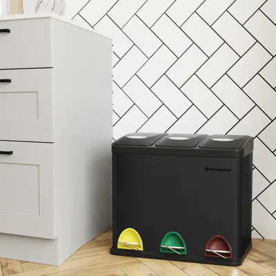 Produktbild von SONGMICS Mülleimer Mülltrennsystem, aus Metall, 3 x 8 L, Küche