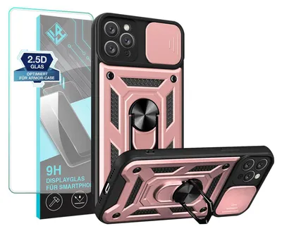 Produktbild von Armor Handyhülle für Apple iPhone 11 Pro Max mit 9H Displayglas Displayschutz Kameraschutz Handy Panzer Case Cover Schutzhülle Outdoor Farbe: Rosegold