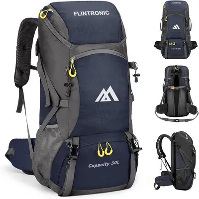 Produktbild von Wanderrucksack 50L für Damen und Herren, wasserdichter Trekkingrucksack mit ergonomischem Design, leichter Campingrucksack für Sport, Wandern und Bergsteigen
