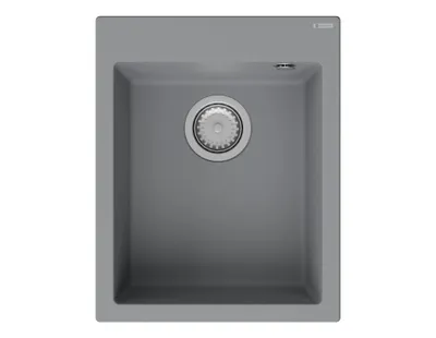 Produktbild von GranMaster Ivo Spülbecken Küche - mit 1 Becken, Granitspüle mit Siphon Waschbecken Küche, Grau,  Küchenspüle, Siphon Antibakteriell & Robust