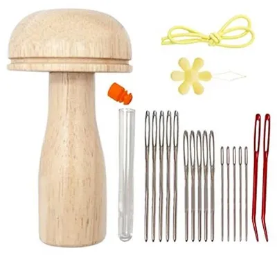 Produktbild von Holz-Pilz Stopfpilz-Set mit Nadeln - 17-teilig