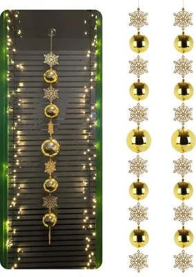 Produktbild von com-four® 2x Christbaumkugel-Girlande - Kugel-Deko-Strang mit Schneeflocken für Weihnachtsdekoration - festliche Dekokette - weihnachtliche Tischdeko - Weihnachtskette