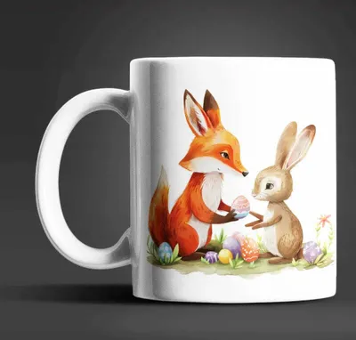 Produktbild von Ostern Fuchs und Hase Ostereier Kaffeetasse Teetasse Tasse Geschenkidee 330 ml