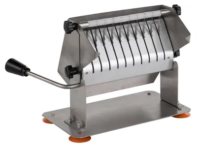 Produktbild von GastroHero Currywurst Schneider ECO manuell Wurstschneider Edelstahl Imbiss Schneidemaschine 10 Messer gleichmäßige Schnitte