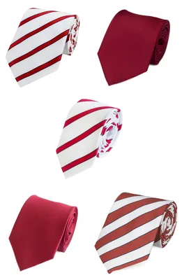 Produktbild von Fabio Farini - 5 Stück Schlips in verschiedenen Breiten Rotton - Cherry Red