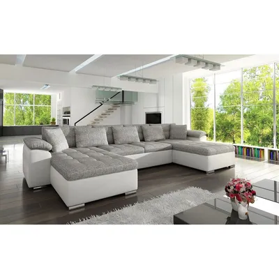 Produktbild von MIRJAN24 Ecksofa Wicenza, Design Eckcouch, Polstersofa mit Schlaffunktion, Wohnlandschaft, Stilvoll U-Form Sofa, Wohnzimmer (Soft 017 + Lawa 05)