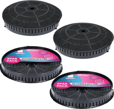 Produktbild von McFilter | 4x Aktivkohlefilter passend für Elica CFC0038668, Typ57, IKEA Nyttig, FIL 440, Samsung DG81-02279A, AEG 4055171138, Whirlpool 484000008824