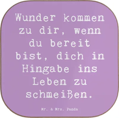Produktbild von Mr. & Mrs. Panda Untersetzer für Gläser Spruch Wunder Hingabe - Lavendeltraum - Geschenk, Abenteuer, bieruntersetzer, Motivation, Tasse, Gefühl, gläseruntersetzer, Glas