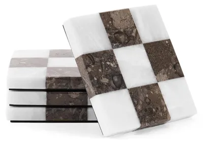 Image de Elzusha - Ensemble de 4 sous-verres en marbre, fabriqués à la main